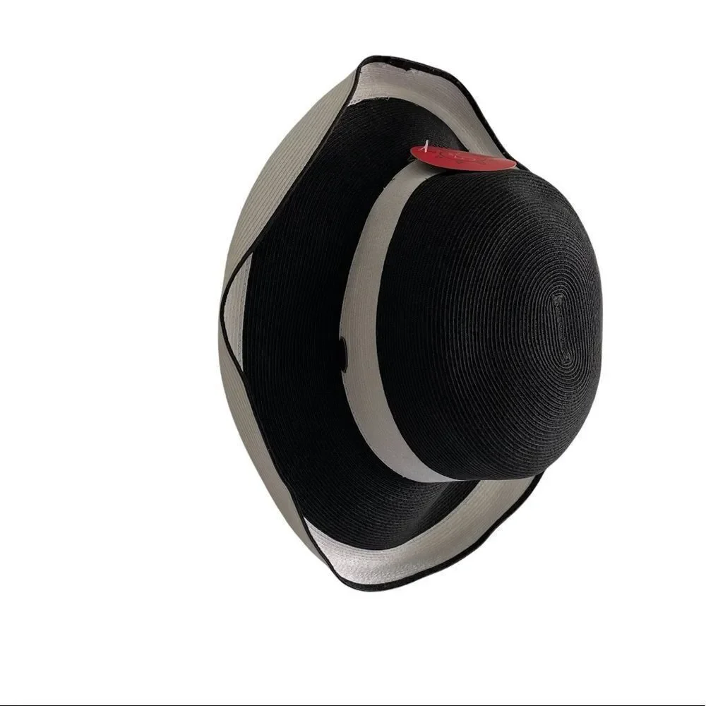 CANADIAN HAT Wide Brim Claire Sun Hat With UPF 50+ Black With White One Size